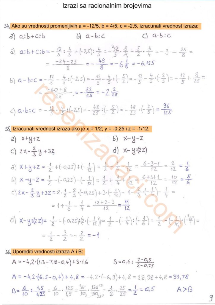 Izrazi sa racionalnim brojevima 9