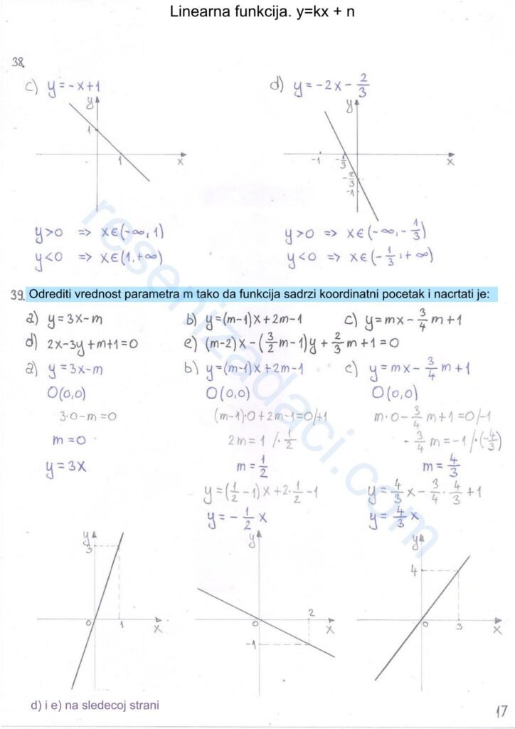 Linearna funkcija. ykx n 17