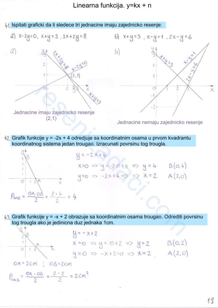 Linearna funkcija. ykx n 19