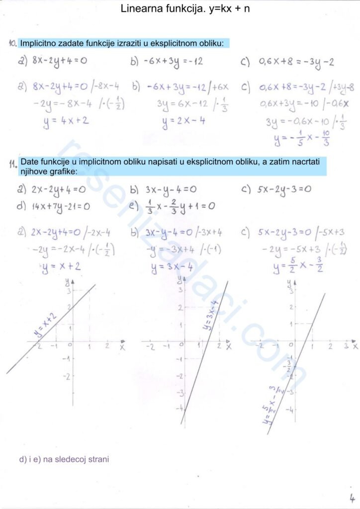 Linearna funkcija. ykx n 4