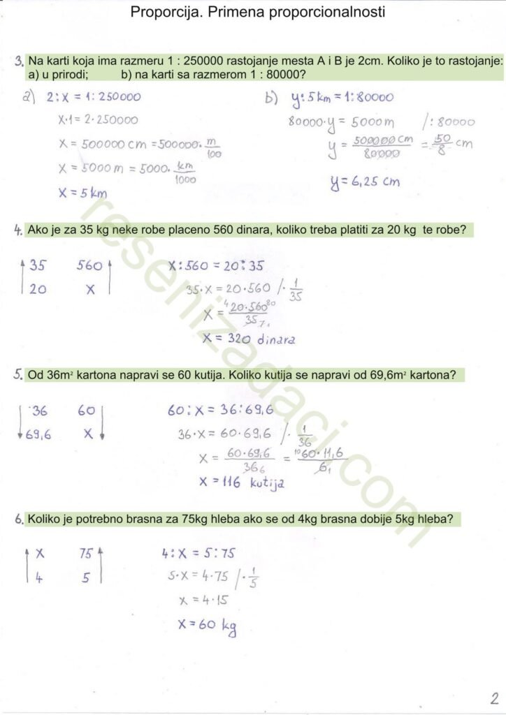 Proporcija. Primena proporcionalnosti 2
