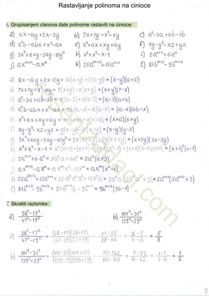 Rastavljanje polinoma na cinioce 3
