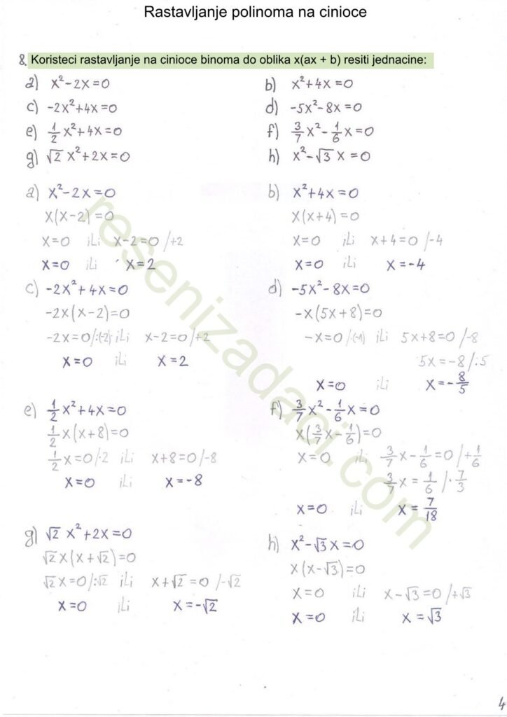 Rastavljanje polinoma na cinioce 4