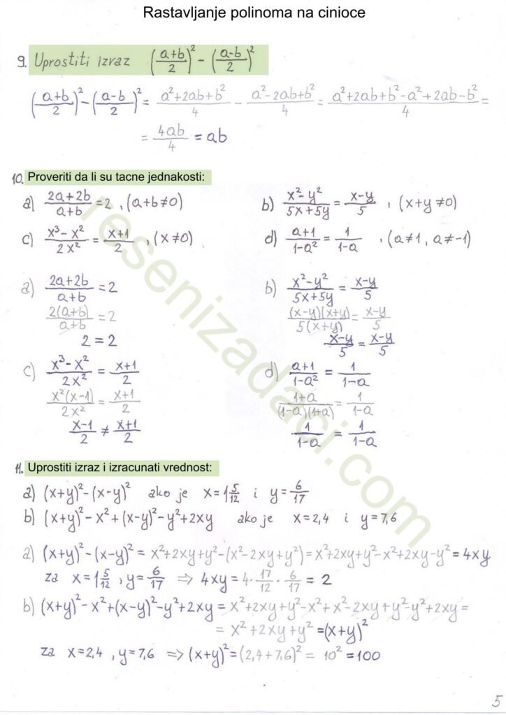 Rastavljanje polinoma na cinioce 5