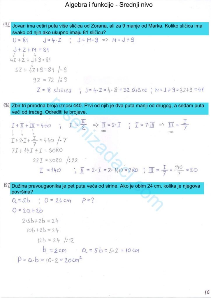 Algebra i funkcije Srednji nivo 16