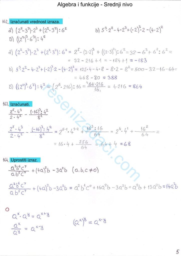 Algebra i funkcije Srednji nivo 5